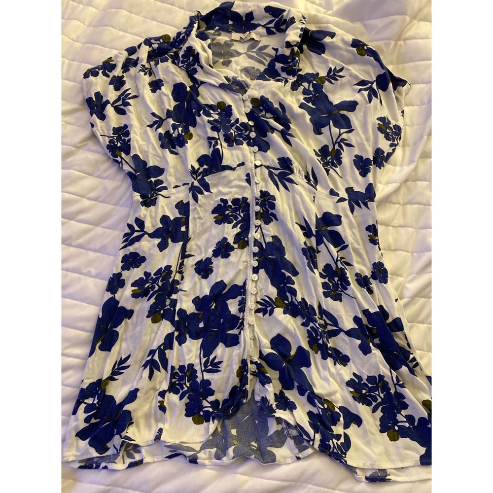 Floral button down collared dress